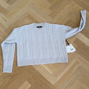 Mayson the Label Soft Gray Lavender Cable Crewneck Sweater XS